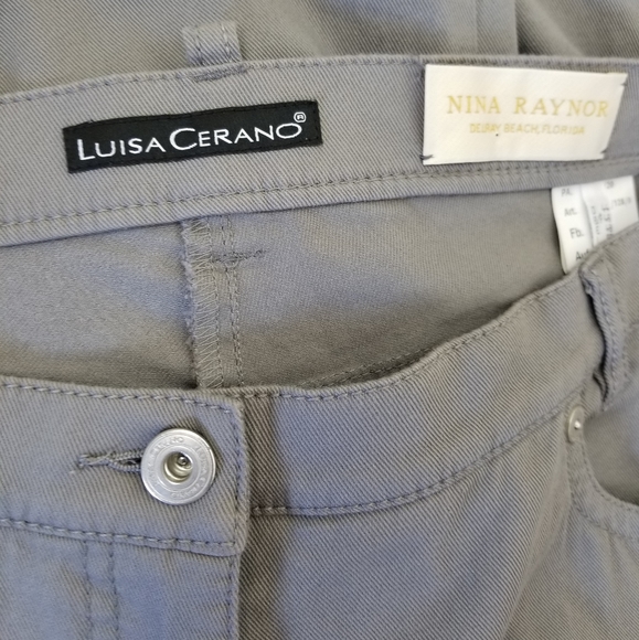 Luisa Cerano Gray Straight Leg Zip Pocket Pants 14 Stretch - Picture 9 of 10